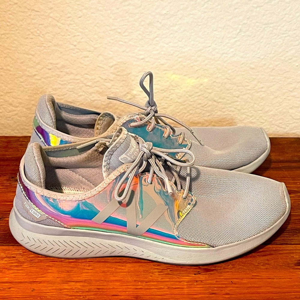 New Balance Women's Light Gray Athletic Sneakers with Iridescent Accent